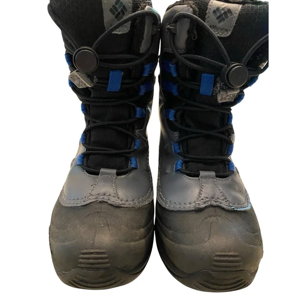 Columbia Kids Powderbug Snow Boots Size 12 Grey Blue 400g Insulation Waterproof